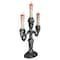 14" Antique Silver Skull Trio Halloween Candelabra Décor